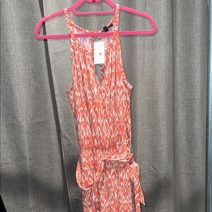 Chic Orange Patterned Sleeveless Jumsuit